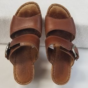 Born brown lather wedge sandals size6